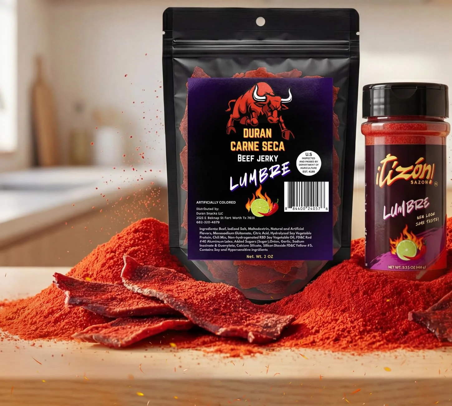 Tizon carne seca pouch and the Lumbre jar